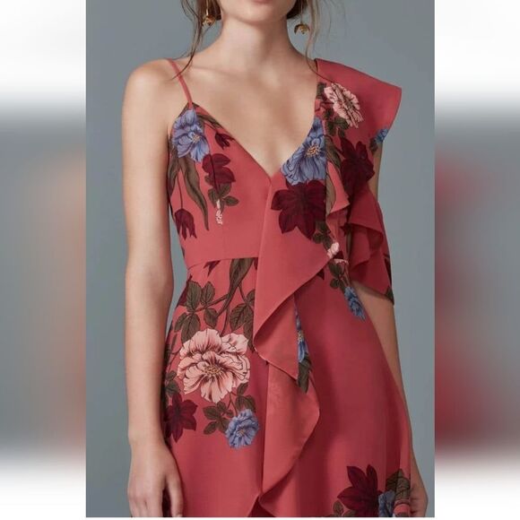 NWT Keepsake Floral Asymmetrical Chiffon Dress L - Picture 6 of 16